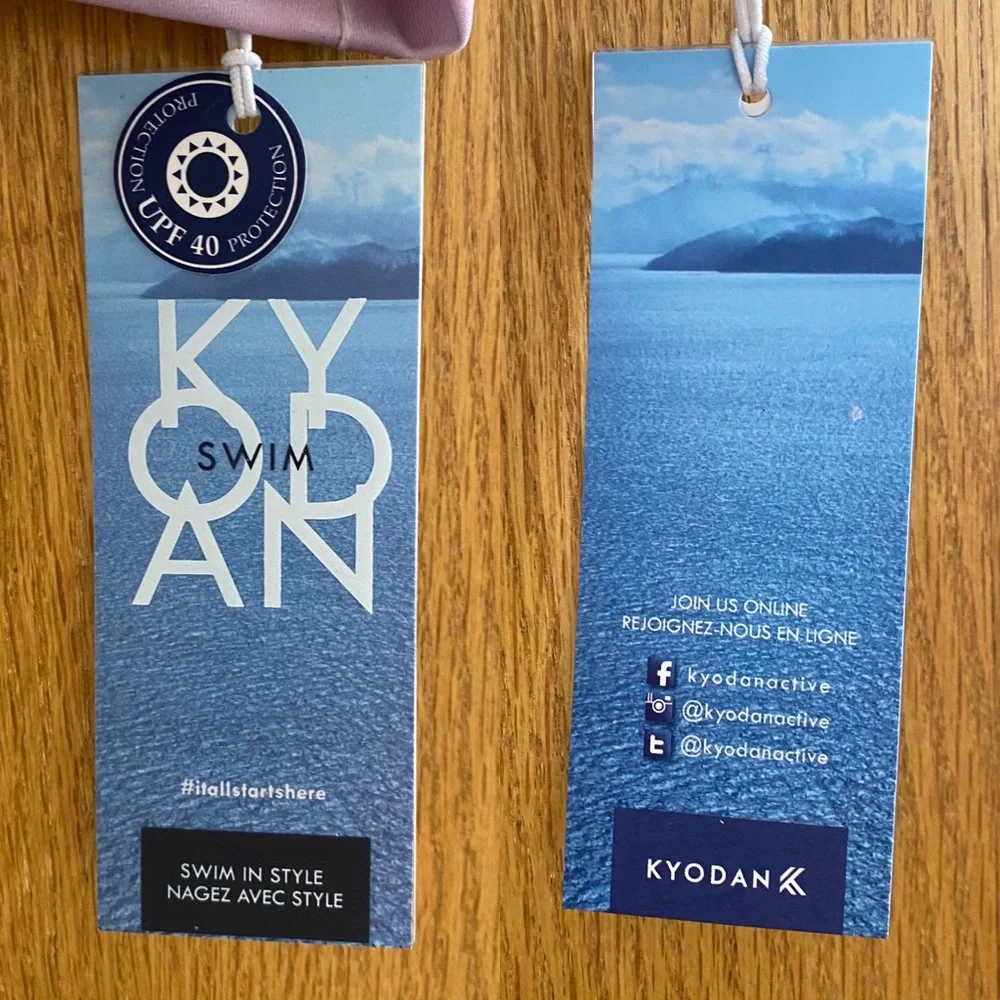 KYODAN • NEW! High Neck Zip Back Floral Swimsuit Top UPF 40 - Pastel Purple - Picture 7 of 16